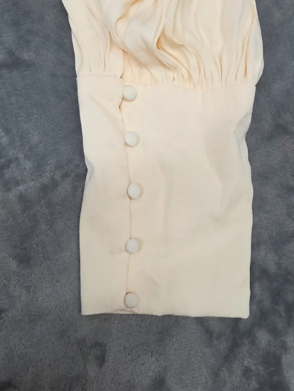 Anthropologie XL Cream Puff-Sleeve Blouse with Button Cuffs Romantic